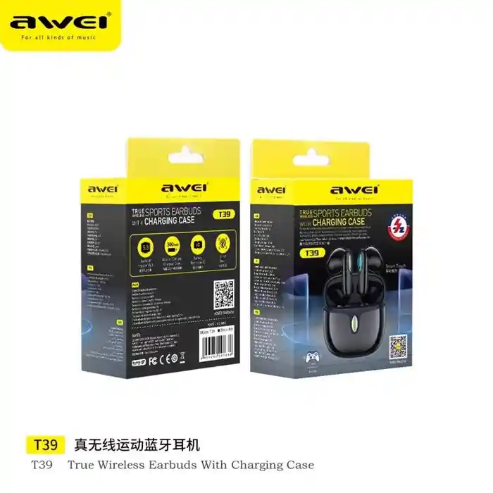 Awei T39 Tws Earphone wireless bluetooth headphones noise reduction earbuds